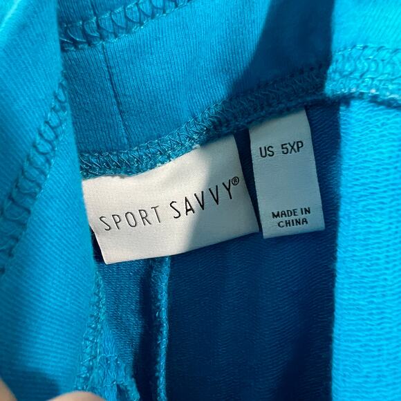 Sport Savvy Petite French Terry Straight Leg Ankle Pant Tropical Blue, Petite 5X - Picture 3 of 9